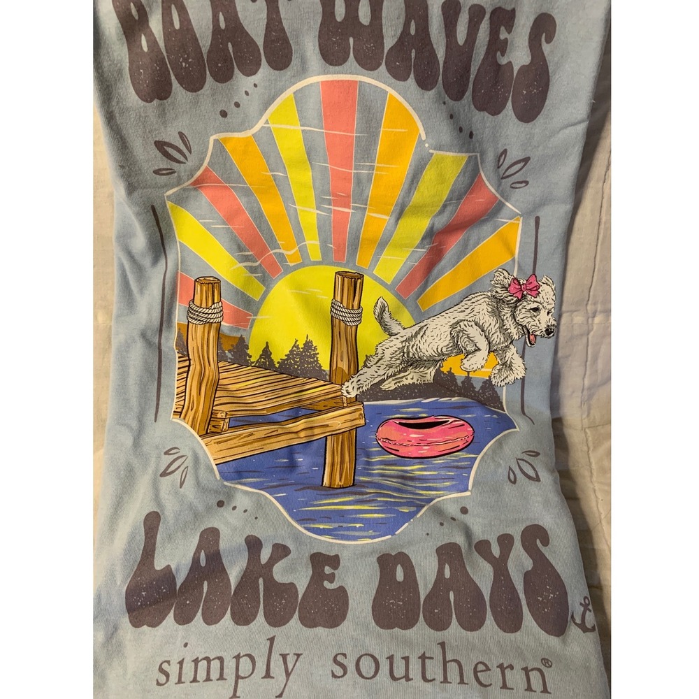 Simply Southern t shirt boat waves lake days size XXL NWT
